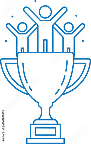 Trophy icon with three winners celebrating