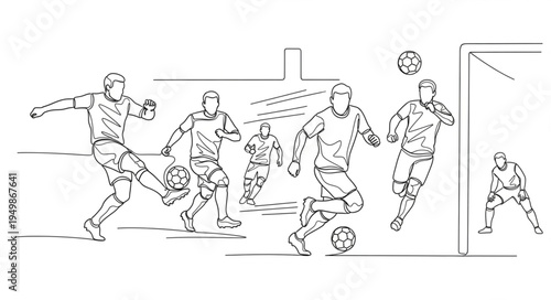 Soccer Players in Action During a Match.