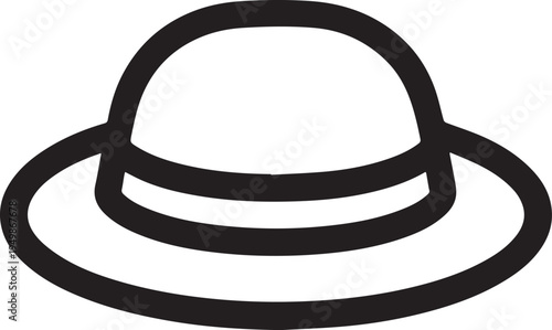 Hand Drawn Woman Hat Black and White Illustration in Minimal Line Art Style Design