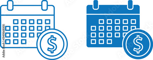 Calendars and dollar coins financial planning and budgeting concept