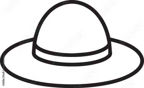 Hand Drawn Woman Hat Black and White Illustration in Minimal Line Art Style Design