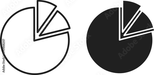 Pie chart comparison with black and white sections