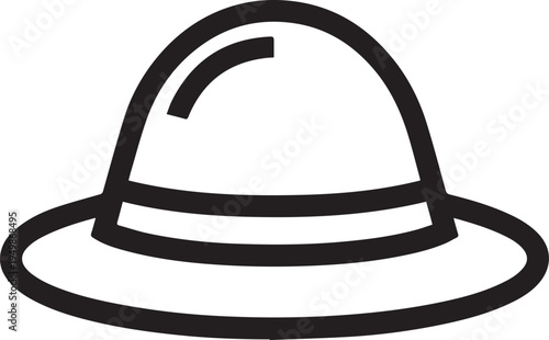 Hand Drawn Woman Hat Black and White Illustration in Minimal Line Art Style Design