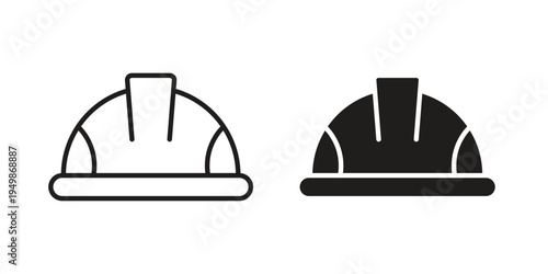 Construction safety helmet icon element for graphic designs. line and flat symbols