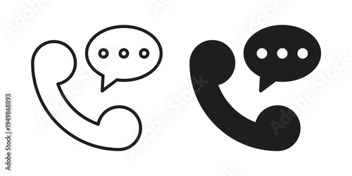 Contact us icon element for graphic designs. line and flat symbols