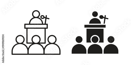 Convention icon element for graphic designs. line and flat symbols