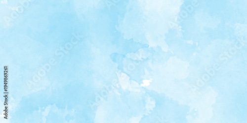 Light pastel soft cloud shapes blended blue or white watercolor, beautiful hand made watercolor texture, blue color abstraction with brush stroke, abstract blue gradient on canvas texture background.