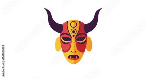 Colorful bull head mask face design.