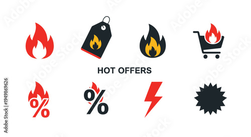 Discount sale shopping icons set.