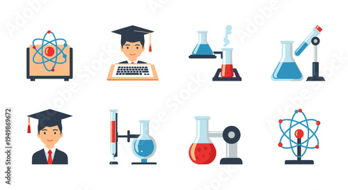 Graduation and science icons set.
