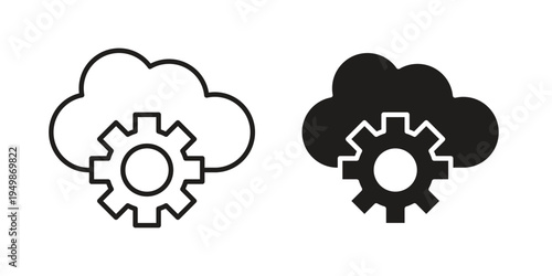 Devops icon element for graphic designs. line and flat symbols