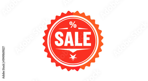 Red sale discount sticker emblem.