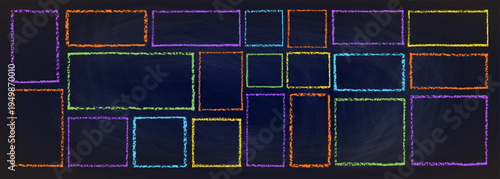 Colorful kindergarten crayon frame with hand-drawn doodle border vector illustration set. Cute childish design perfect for school projects, children s art, and playful text backgrounds.