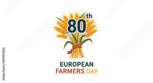 80th European Farmers Day celebration with wheat sheaf and ribbon