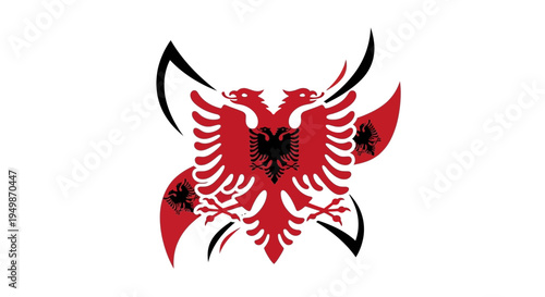Albanian Eagle Symbol Grunge Style on White Background