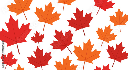Autumn Maple Leaves Pattern - Red and Orange Fall Season Background