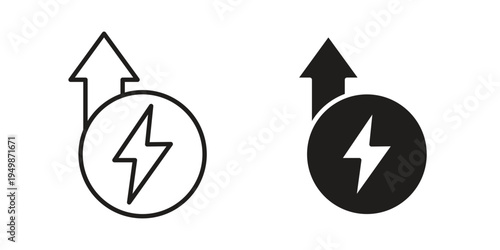 Energy increase icon element for graphic designs. line and flat symbols