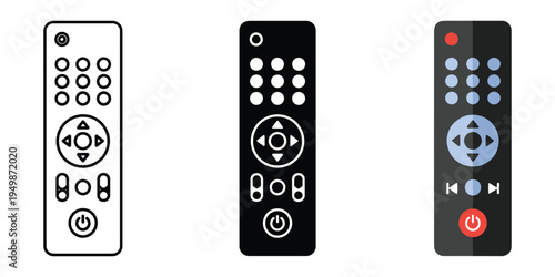 A set of three remote controls with different designs
