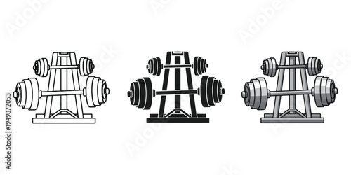 Three variations of a weightlifting machine