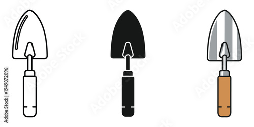 Three different trowel illustrations in various styles