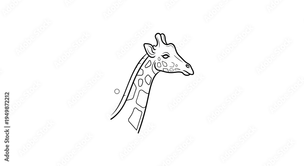 Fototapeta premium Giraffe head in profile view.