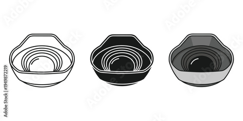 A set of three nesting bowls in line
