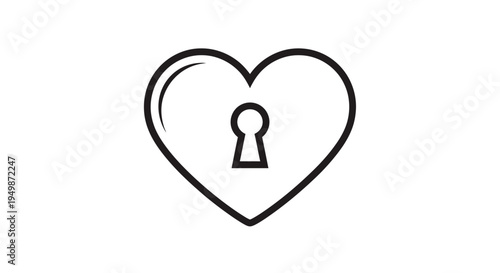 Heart shaped lock and key symbol.
