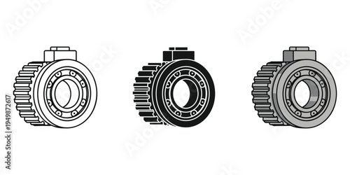 Gear bearing icons in black and white