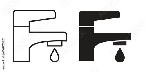 faucet icon element for graphic designs. line and flat symbols