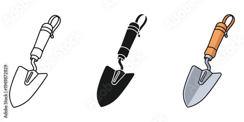 Three trowels with different handle designs