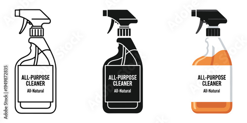 All purpose cleaner spray bottles in different styles