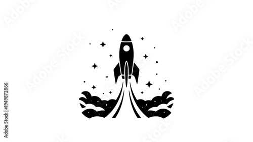 Rocket Launch Silhouette Vector