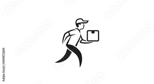 Man delivering a package quickly outside.