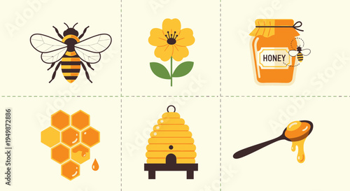 Bee on honeycomb with honey dripping 2.