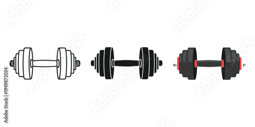 Three different types of dumbbells illustration