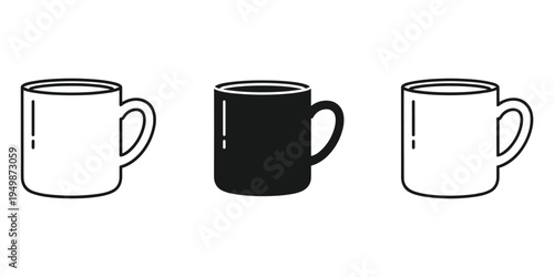 Three coffee mugs in different styles