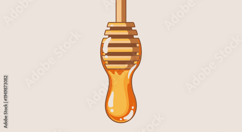 Honey dripping from dipper stick slowly 1.