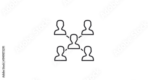 Simple line drawing of connected people.