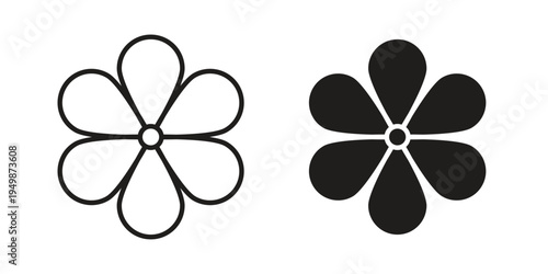 Flower icon element for graphic designs. line and flat symbols