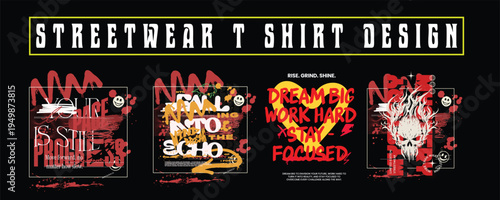 Urban Streetwear T-Shirt Design Bundle – Graffiti Typography Graphic Pack