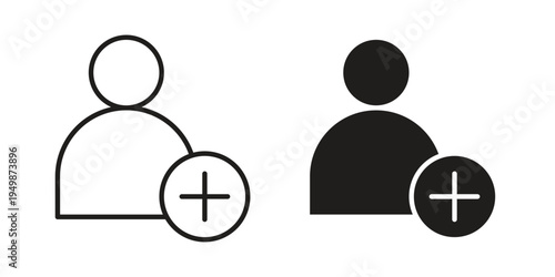 Follow icon element for graphic designs. line and flat symbols