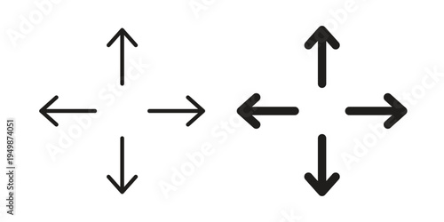 Four directions icon element for graphic designs. line and flat symbols