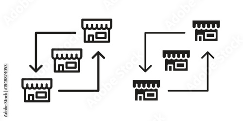 Franchise icon element for graphic designs. line and flat symbols
