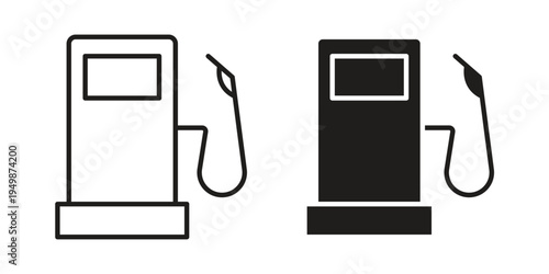 Gas station vector icon element for graphic designs. line and flat symbols