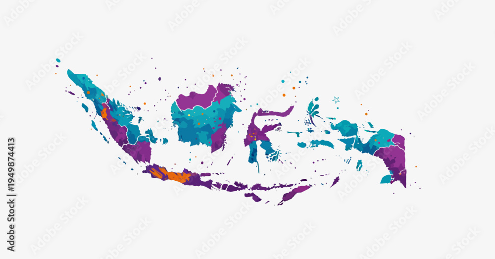 Obraz premium Abstract Watercolor Map of Indonesia Artwork