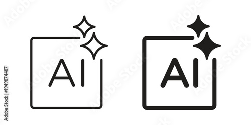 Generative Ai icon element for graphic designs. line and flat symbols