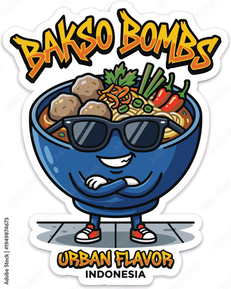 Fototapeta premium Bakso Bombs Cartoon Character.