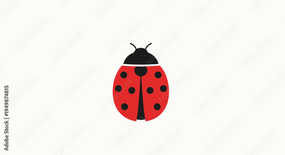 Obraz premium Red ladybug with black spots insect.