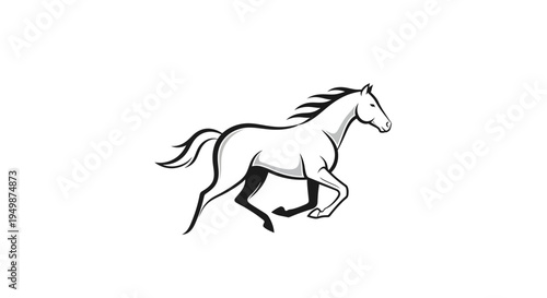 Running Horse Silhouette Side View.