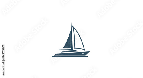 Sailing yacht boat with sails.
